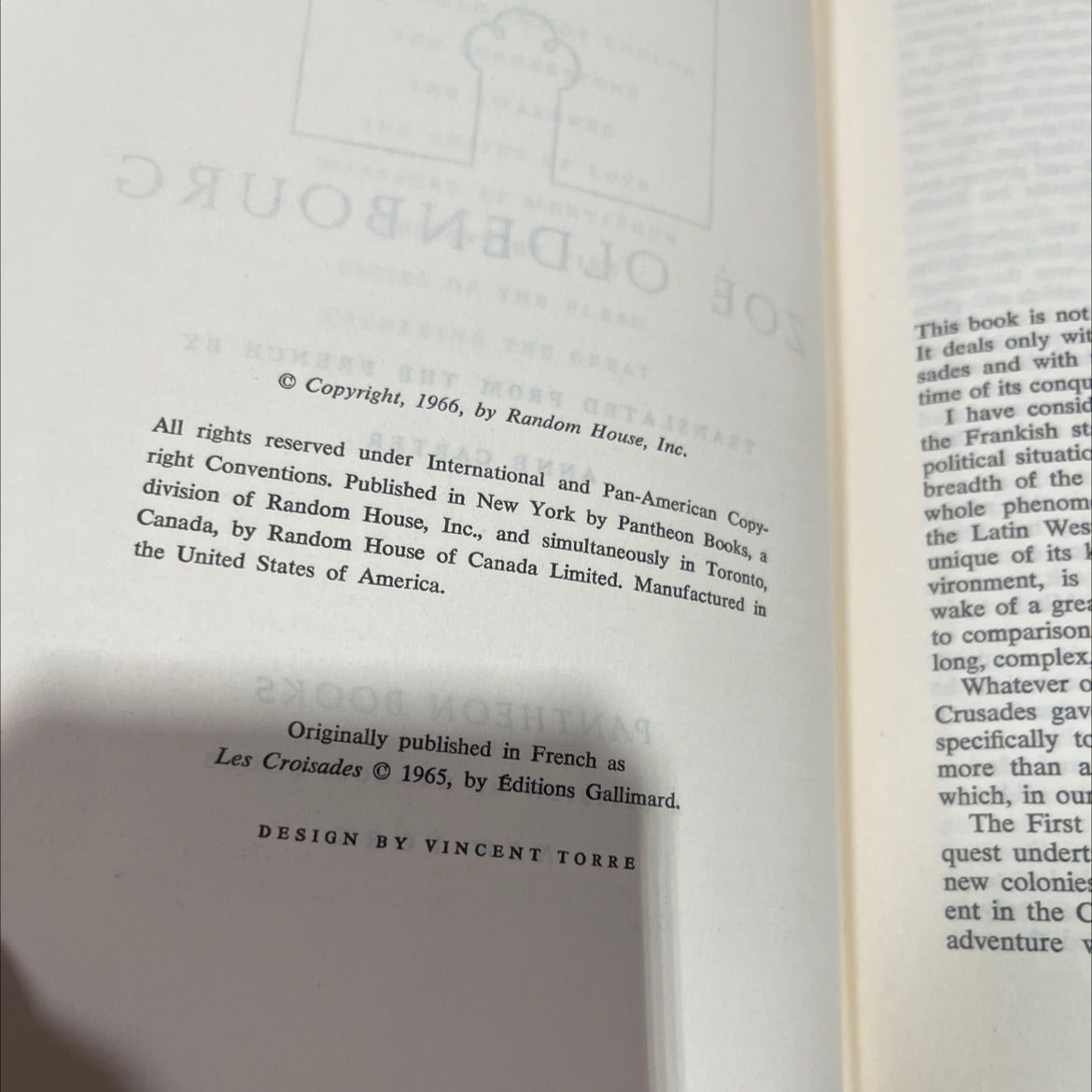 the crusades book, by zoé oldenbourg, 1966 Hardcover image 3