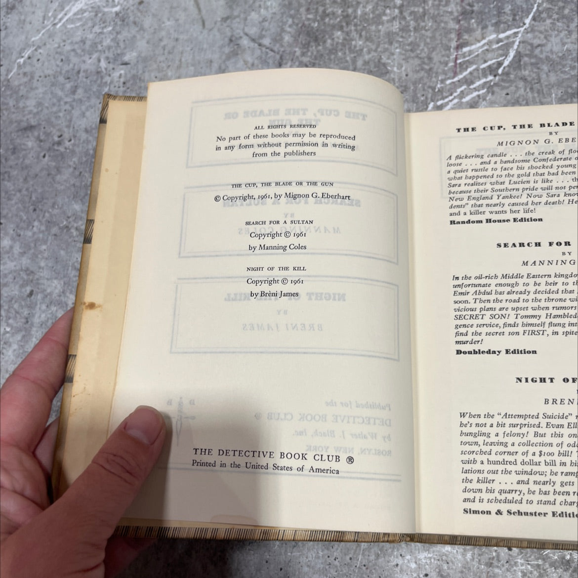 the cup, the blade or the gun book, by mignon g. eberhart, 1961 Hardcover image 3