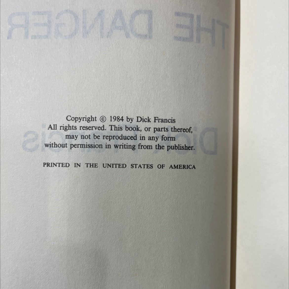 the danger book, by Dick Francis, 1984 Hardcover image 3