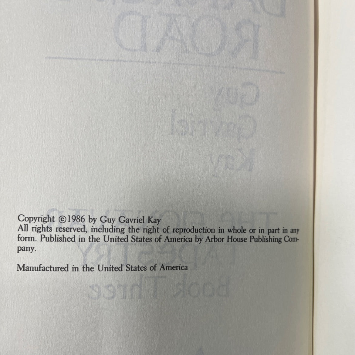 the darkest road book, by Guy Gavriel Kay, 1986 Hardcover image 3