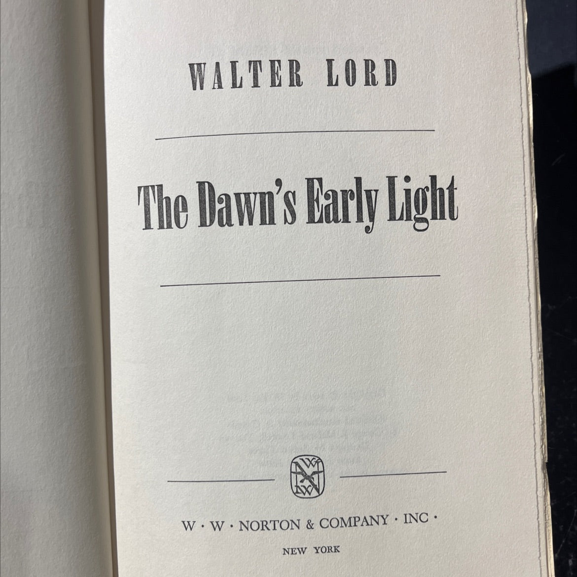the dawn's early light book, by walter lord, 1972 Hardcover image 2