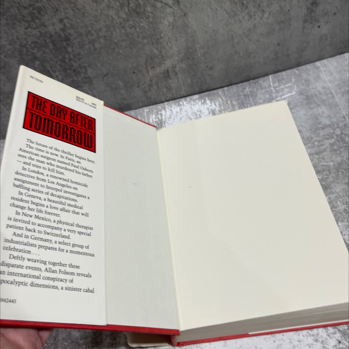 the day after tomorrow book, by allan folsom, 1994 Hardcover image 4