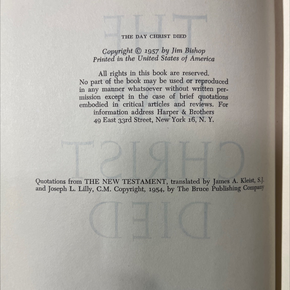 the day christ died brothers york book, by jim bishop, 1957 Hardcover image 3