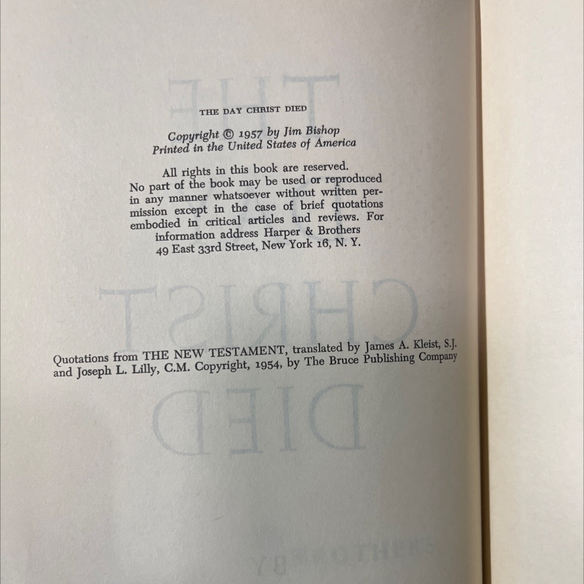 the day christ died book, by jim bishop, 1957 Hardcover image 3