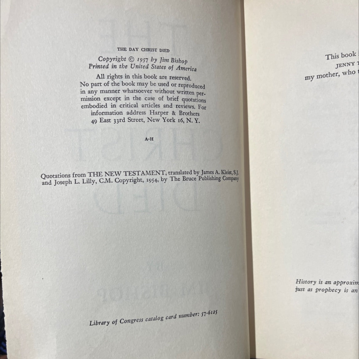 the day christ died book, by jim bishop, 1957 Hardcover image 3