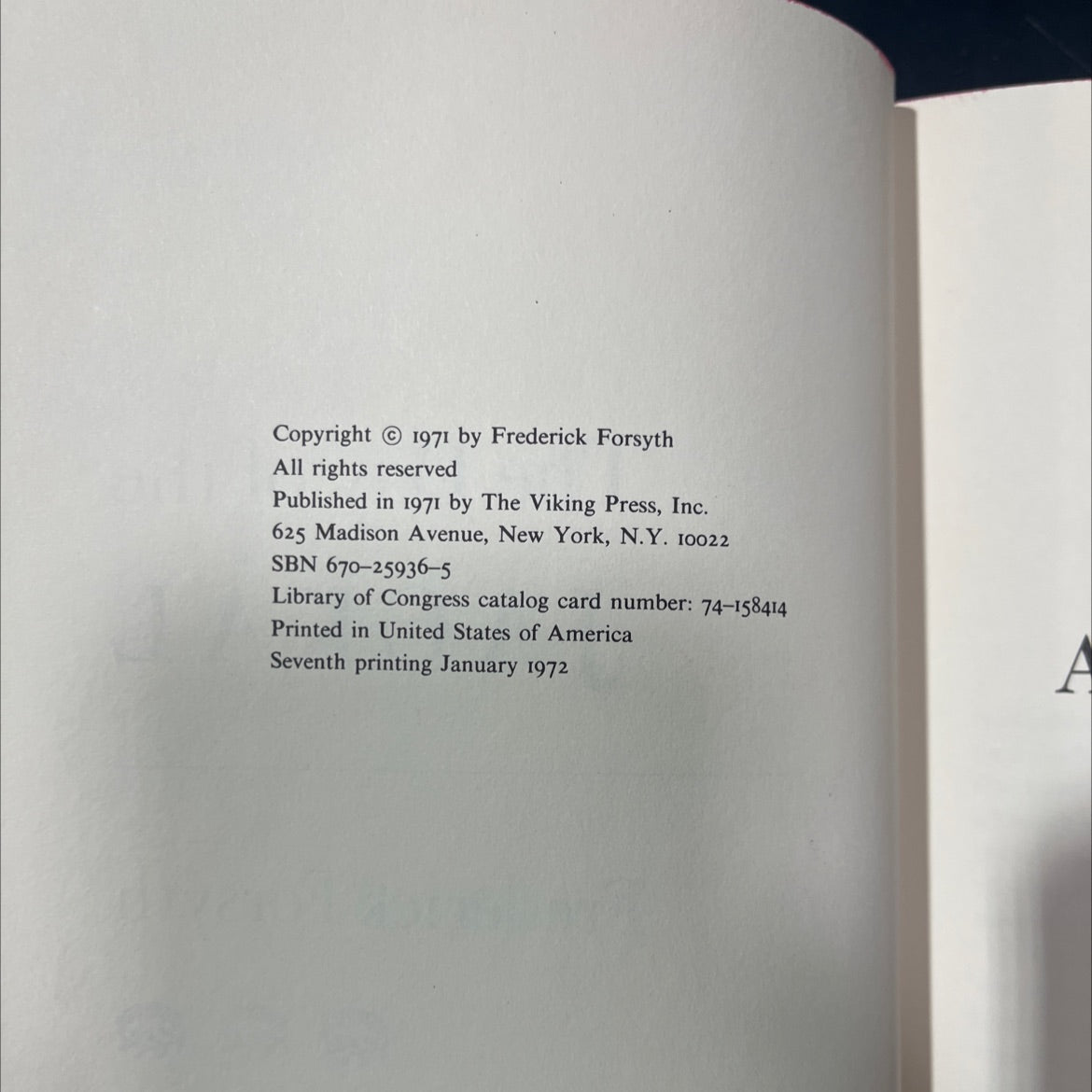 the day of the jackal book, by Frederick Forsyth, 1971 Hardcover image 3