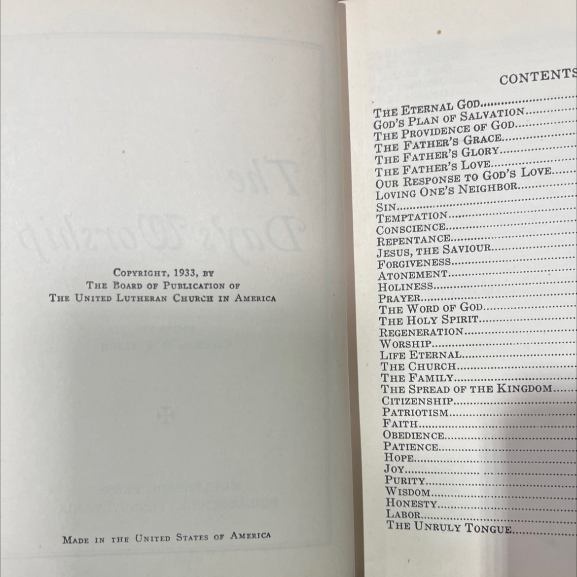 the day's worship book, by charles b. foelsch, 1933 Hardcover image 3
