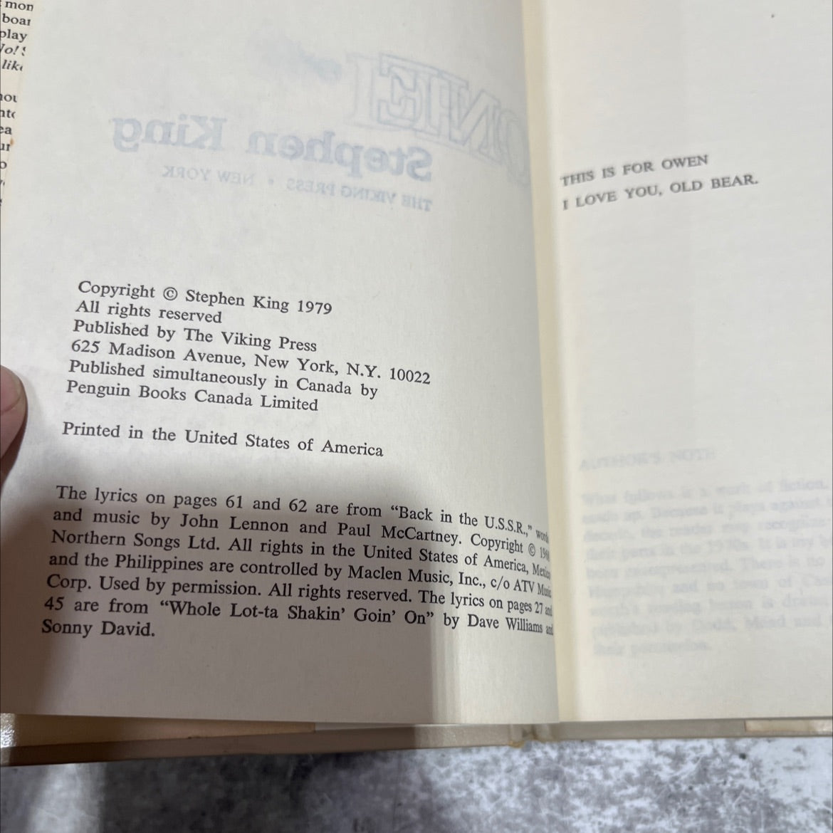 the dead zone book, by Stephen King, 1979 Hardcover image 3