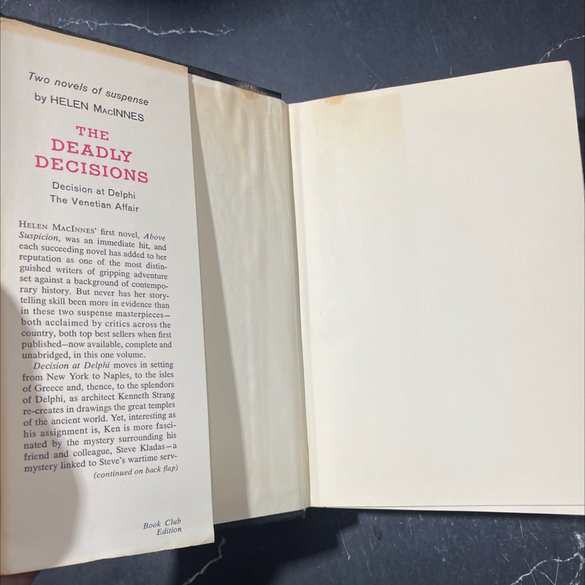 the deadly decisions decision at delphi the venetian affair book, by helen macinnes, 1960 Hardcover image 4