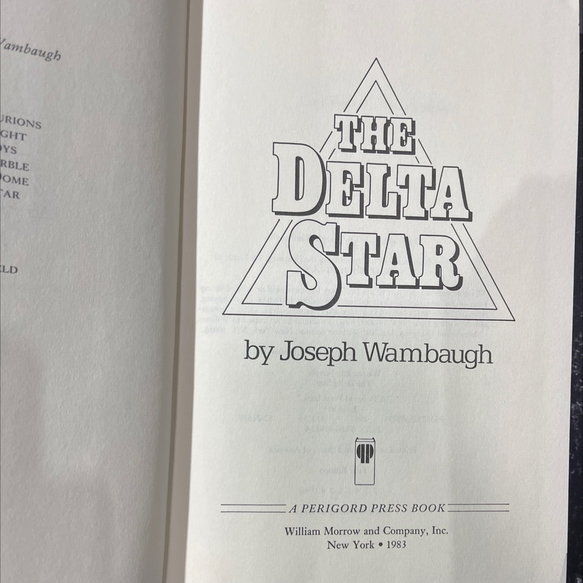 the delta star book, by Joseph Wambaugh, 1983 Hardcover image 2