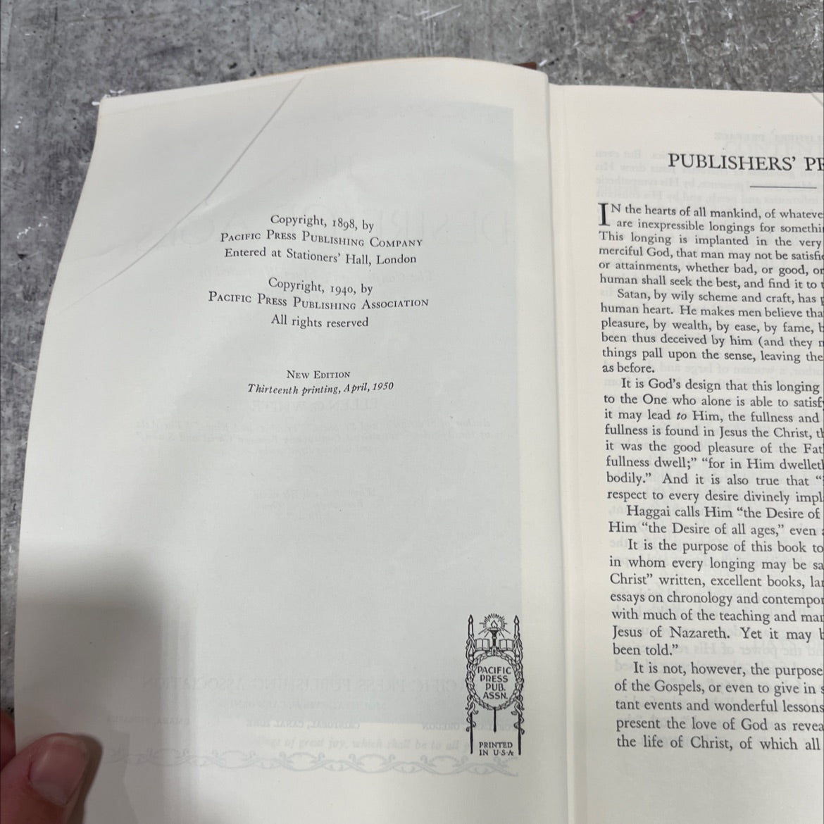 the desire of ages book, by ellen g. white, 1950 Hardcover image 3