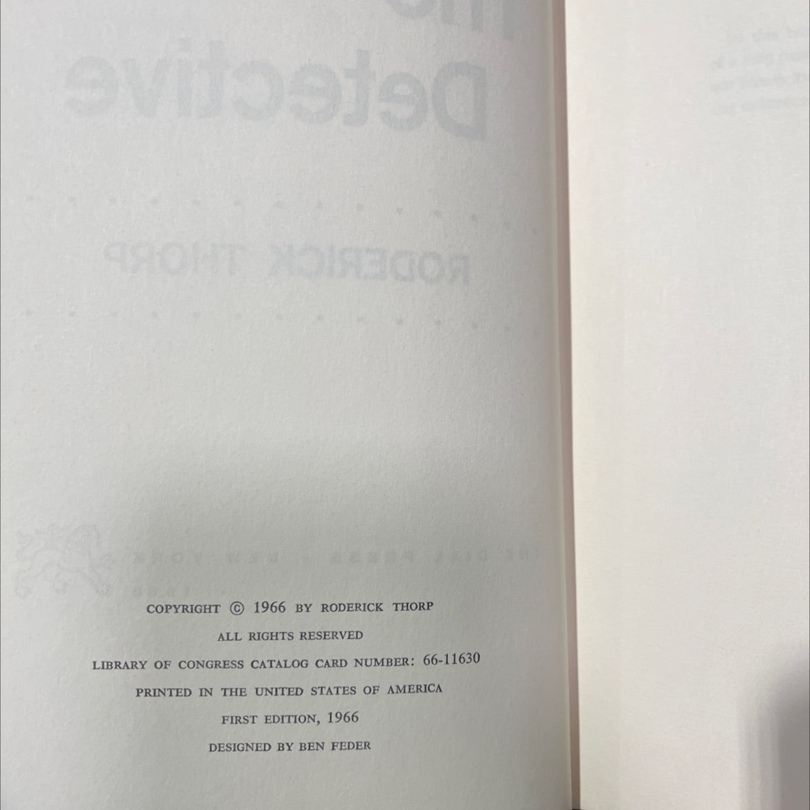 the detective book, by roderick thorp, 1966 Hardcover image 3