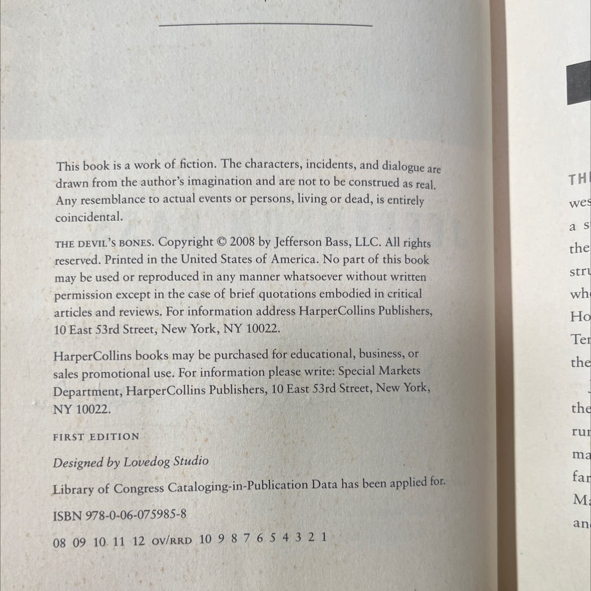 SIGNED the devil's bones book, by jefferson bass, 2008 Hardcover image 3