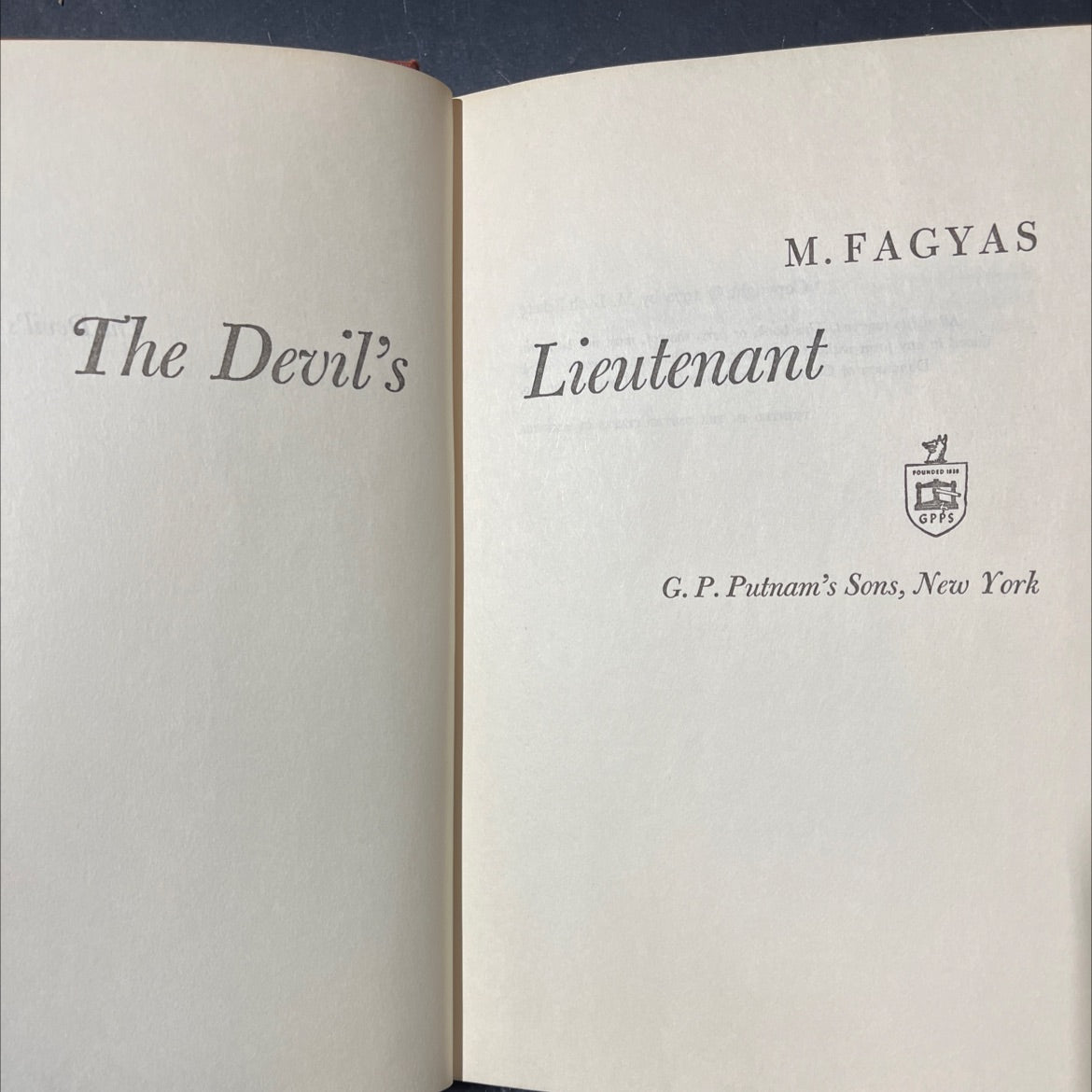 the devil's lieutenant book, by M. Fagyas, 1970 Hardcover image 2