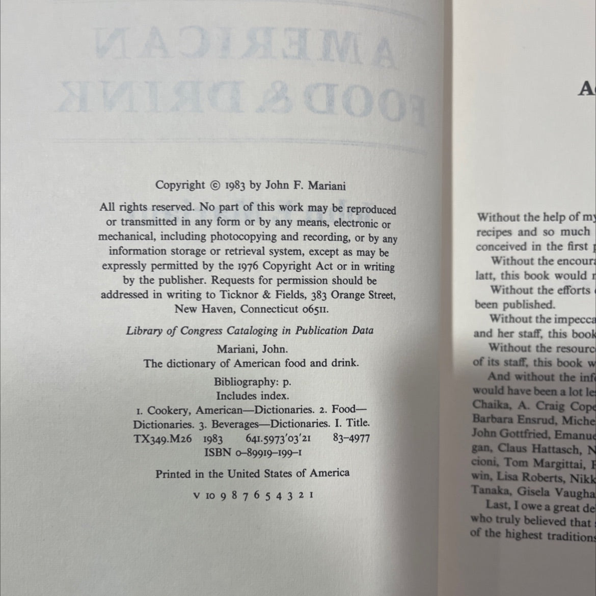 the dictionary of american food & drink book, by John F. Mariani, 1983 Hardcover, Vintage image 3