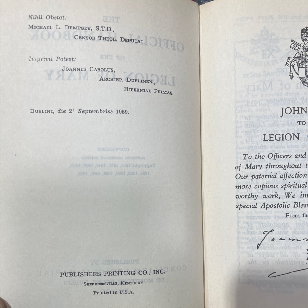 the dim official handbook of the legion of mary book, by bamir laimesh, 1962 Hardcover image 3