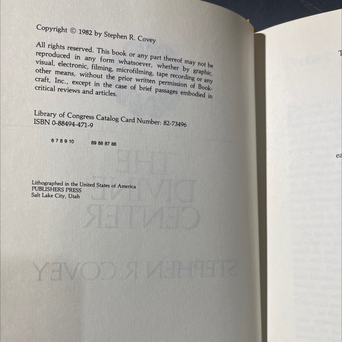 the divine center book, by stephen r. covey, 1982 Hardcover image 3