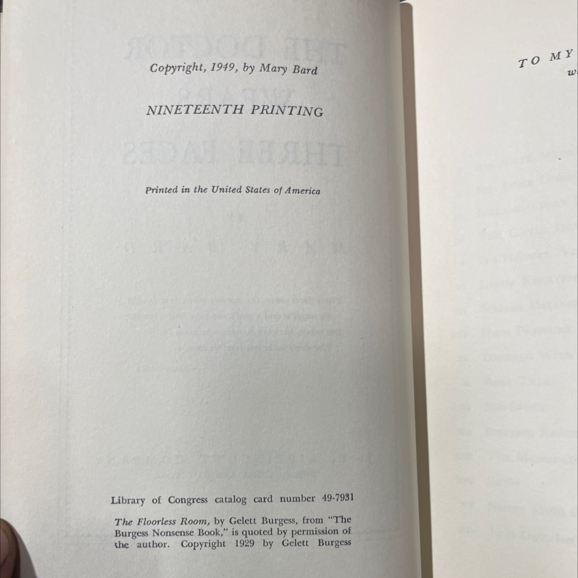 the doctor wears three faces book, by mary bard, 1949 Hardcover image 3