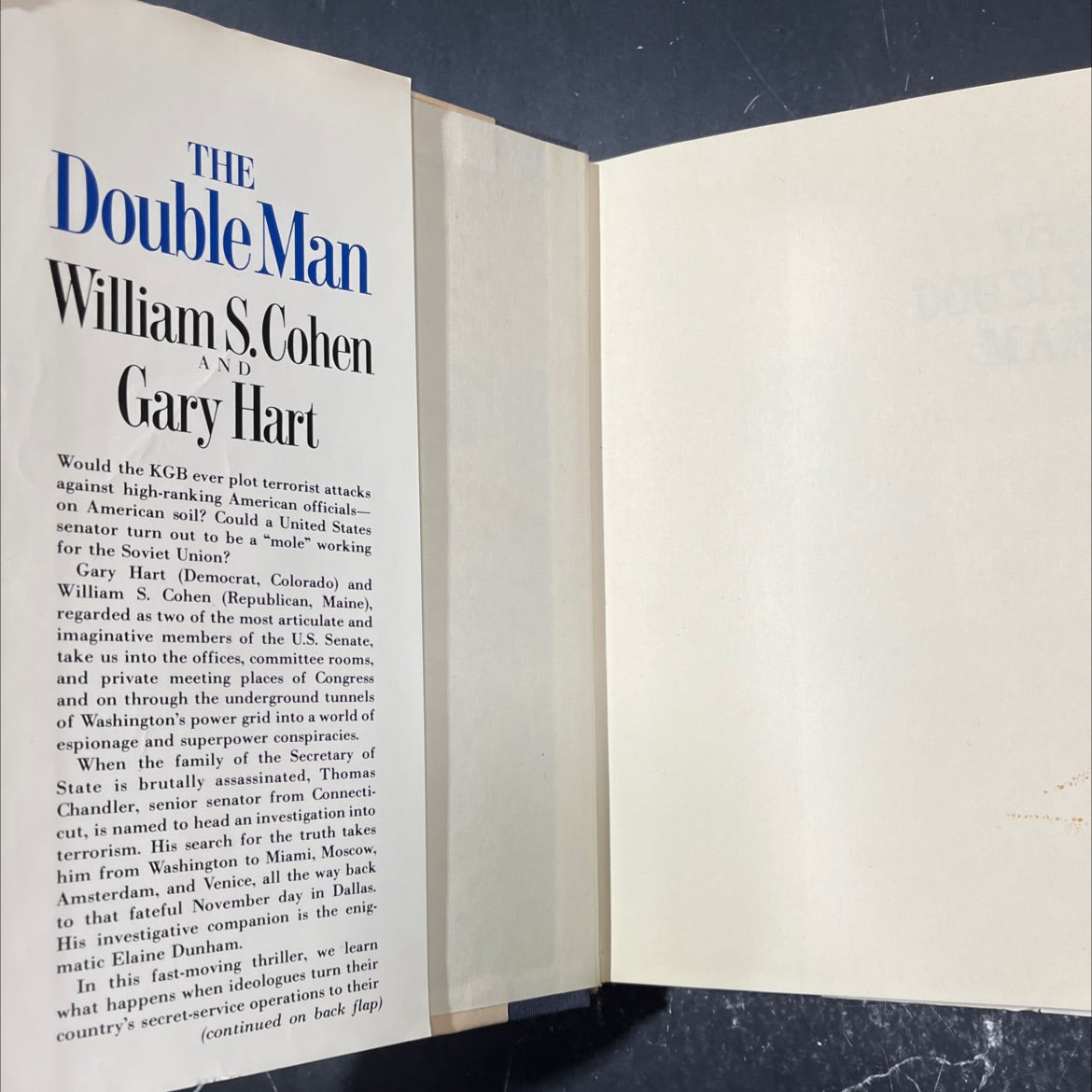 the double man book, by William S. Cohen and Gary Hart, 1985 Hardcover image 4
