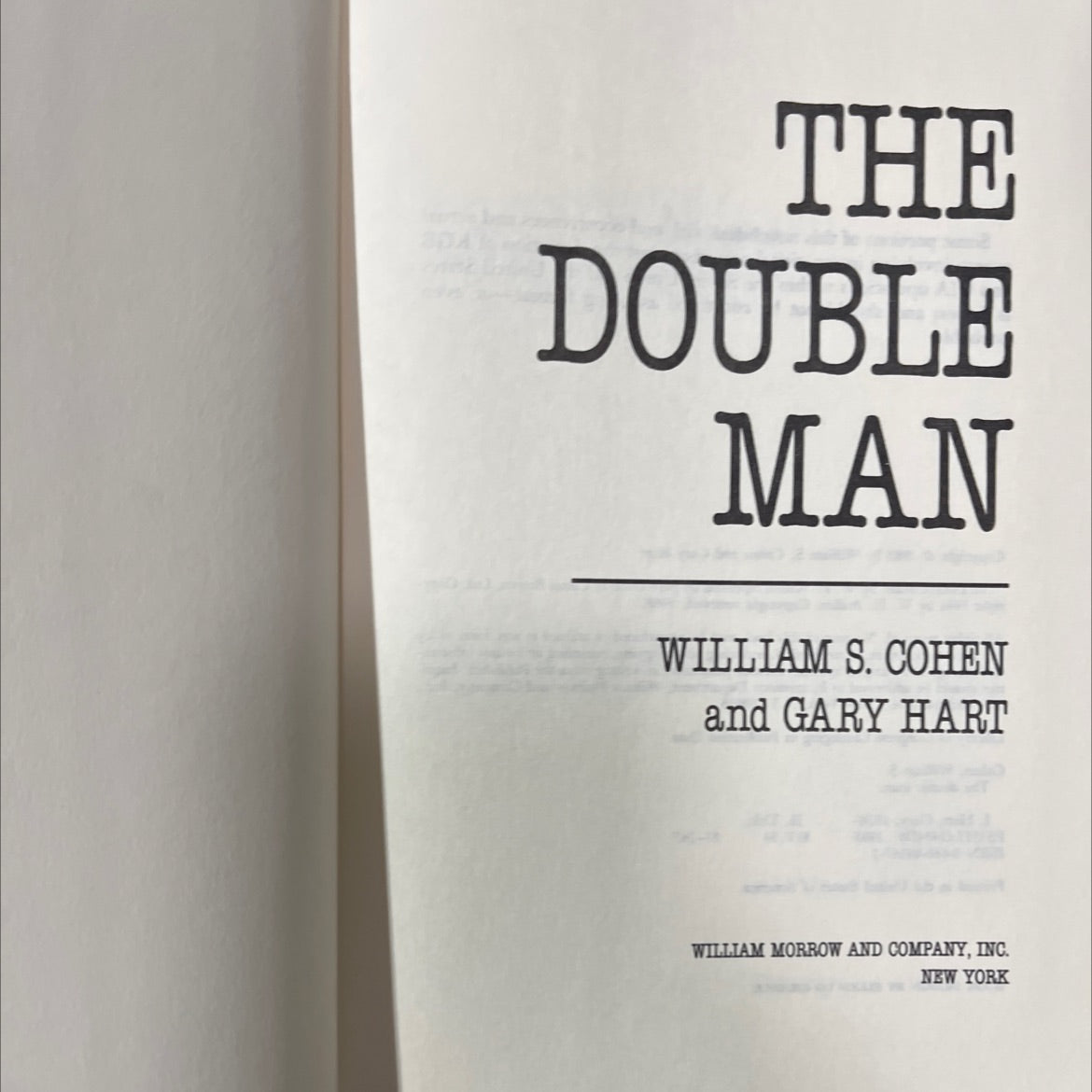 the double man book, by William S. Cohen and Gary Hart, 1985 Hardcover image 2