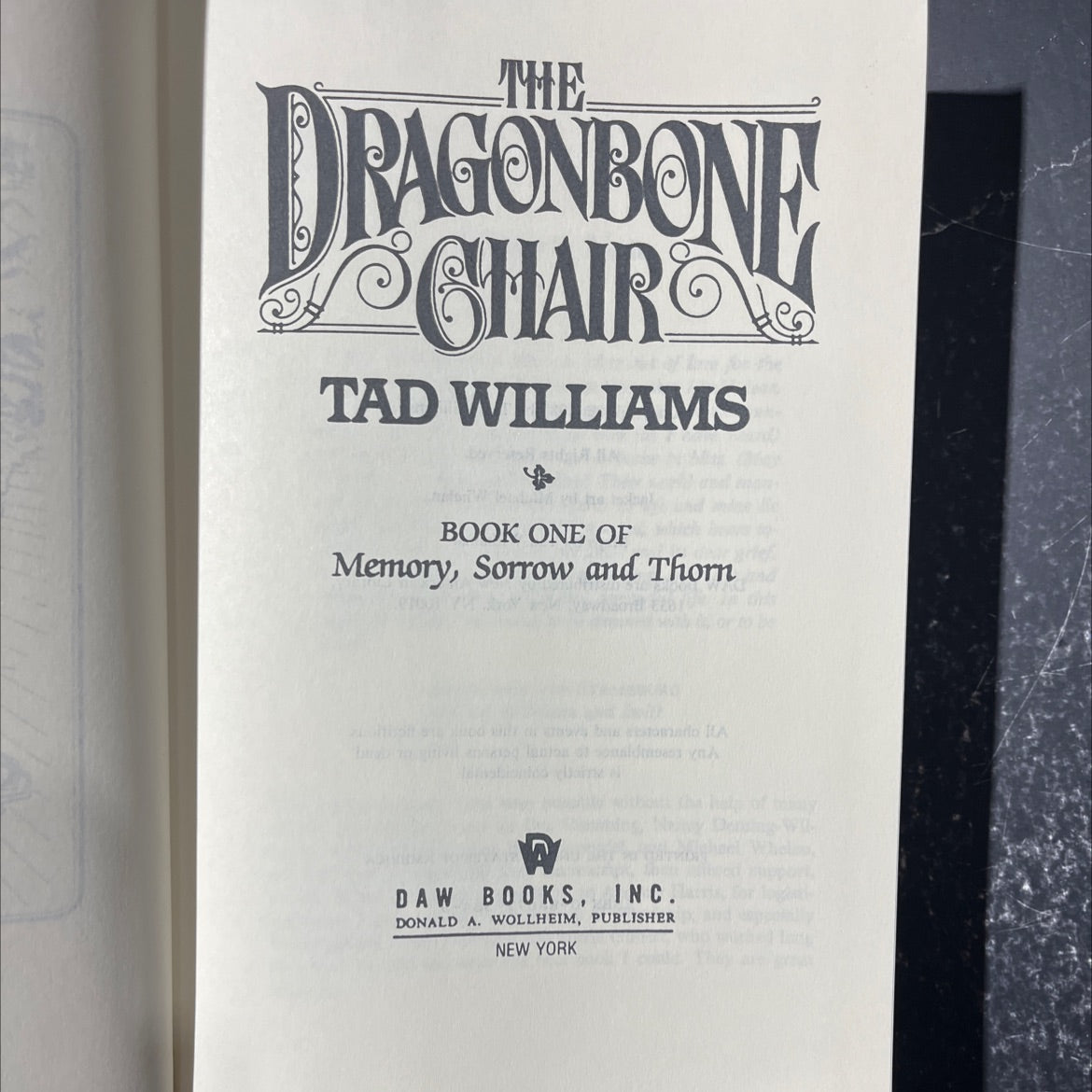 the dragonbone chair book, by tad williams, 1988 Hardcover image 2