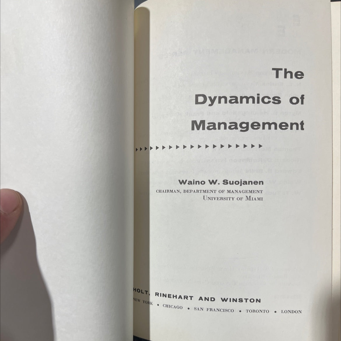 the dynamics of management book, by waino w. suojanen, 1966 Hardcover image 2