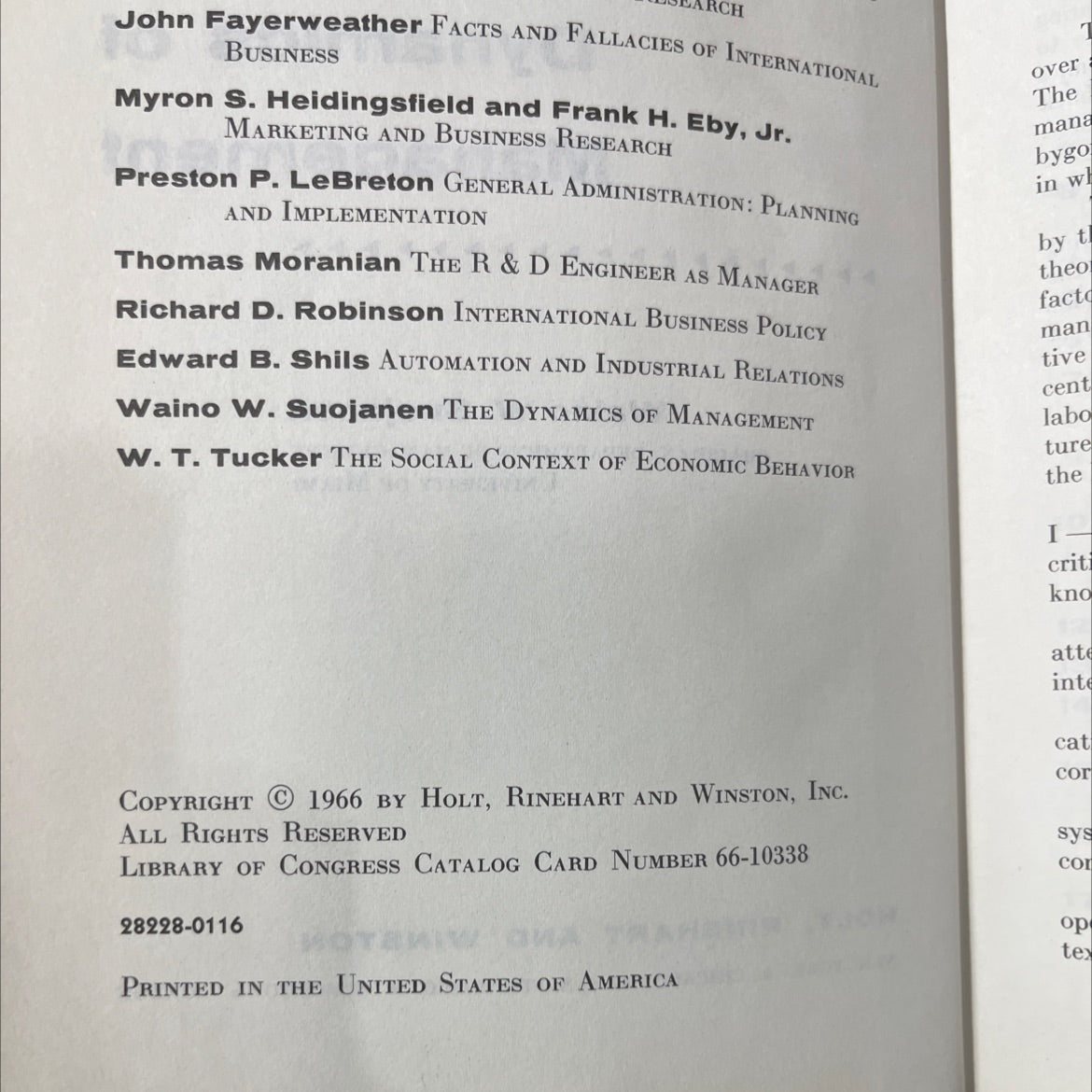 the dynamics of management book, by waino w. suojanen, 1966 Hardcover image 3