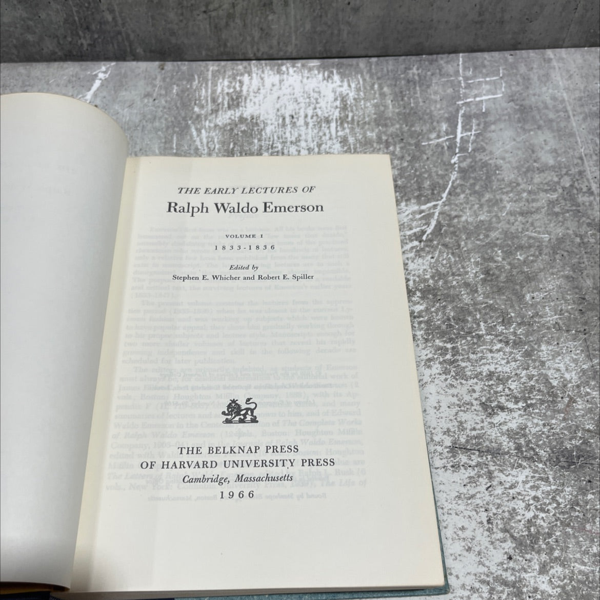 the early lectures of ralph waldo emerson volume i 1833-1836 book, by ralph waldo emerson, 1966 Hardcover image 2