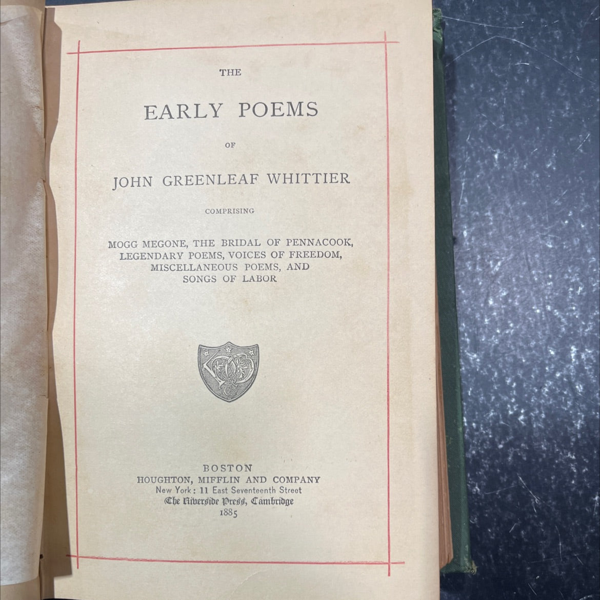 the early poems of john greenleaf whittier book, by john greenleaf whittier, 1885 Hardcover image 2