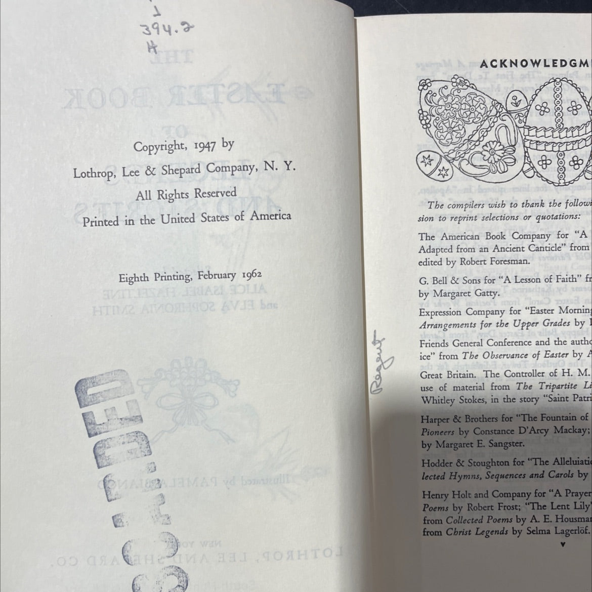 the easter book of legends and stories book, by alice isabel hazeltine, elva sophronia smith, 1962 Hardcover image 3