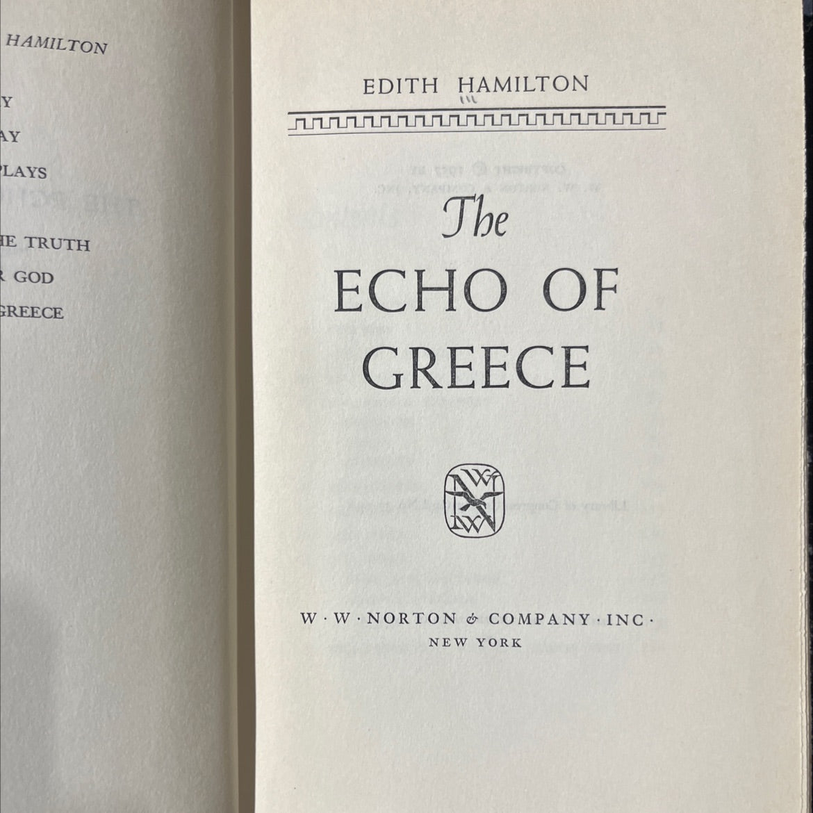 the echo of greece book, by edith hamilton, 1957 Hardcover image 2