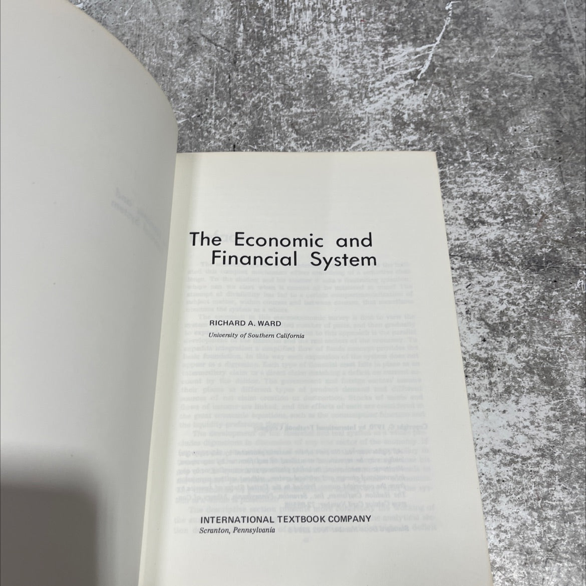 the economic and financial system book, by richard a. ward, 1970 Hardcover image 2