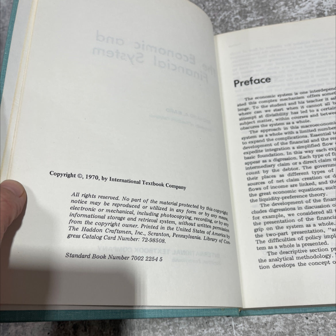 the economic and financial system book, by richard a. ward, 1970 Hardcover image 3
