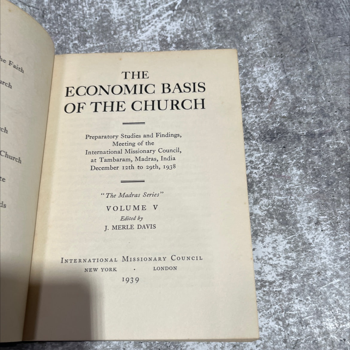 the economic basis of the church book, by j. merle davis, 1939 Hardcover image 2