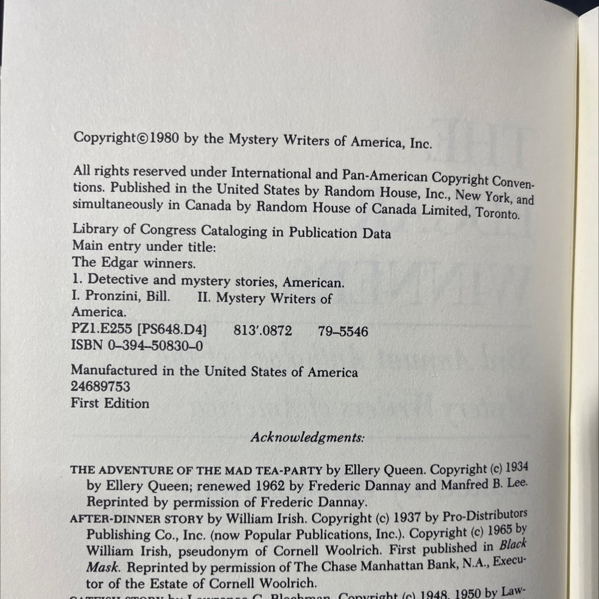 the edgar winners book, by Bill Pronzini, 1980 Hardcover image 3