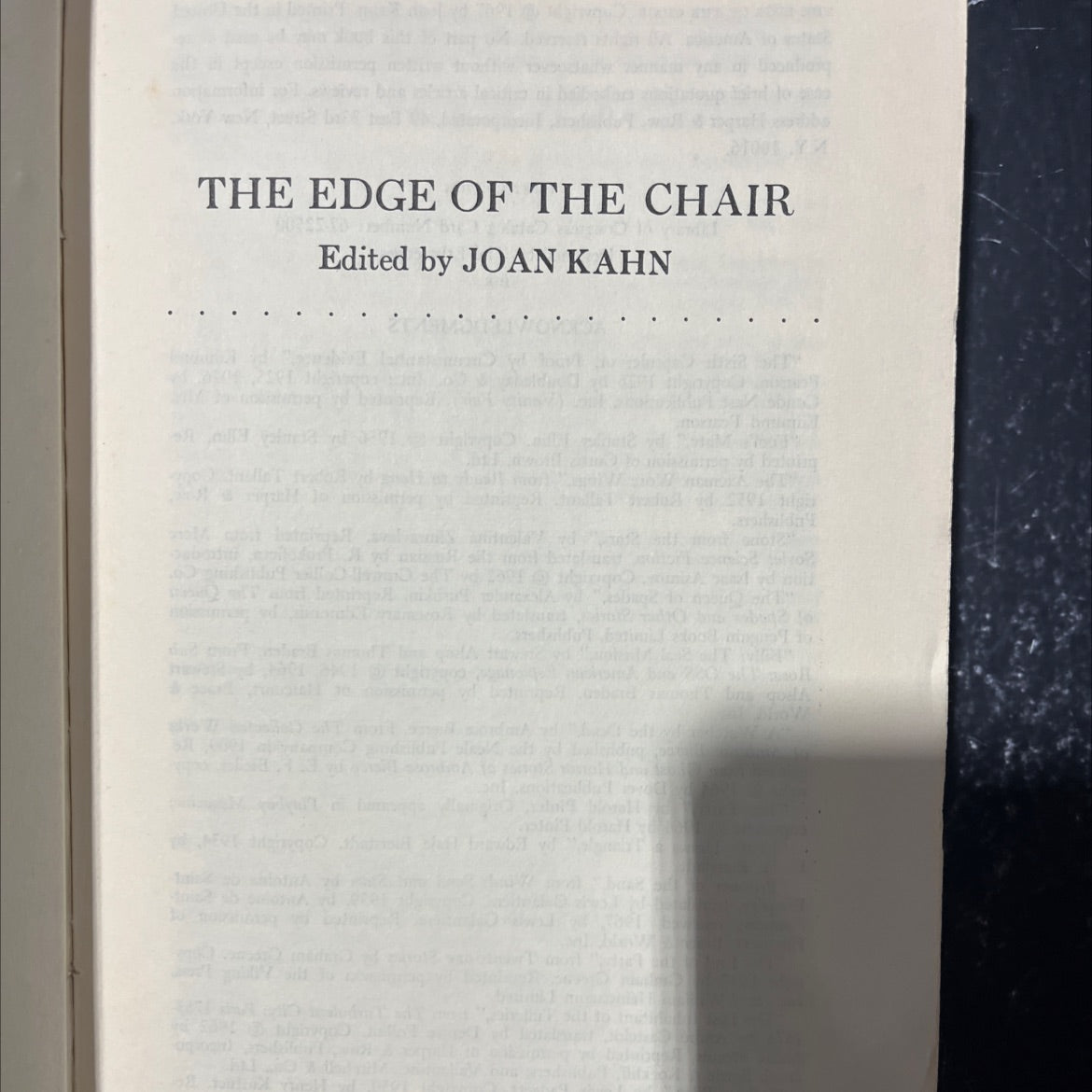 the edge of the chair book, by joan kahn, 1967 Hardcover image 2