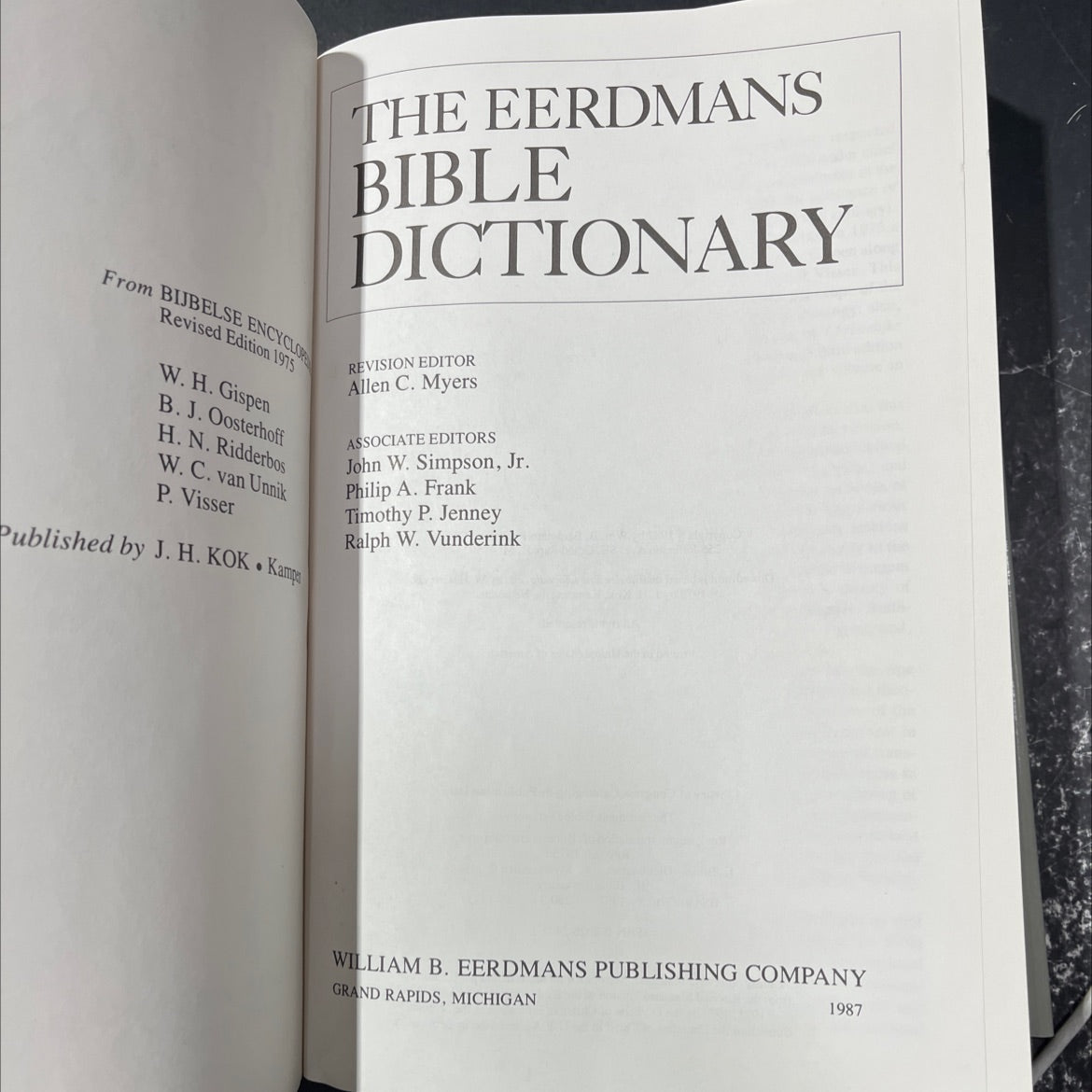 the eerdmans bible dictionary book, by W.H. Gispen, B.J. Oosterhoff, H.N. Ridderbos, W.C. van Unnik, P. Visser, 1987 image 2