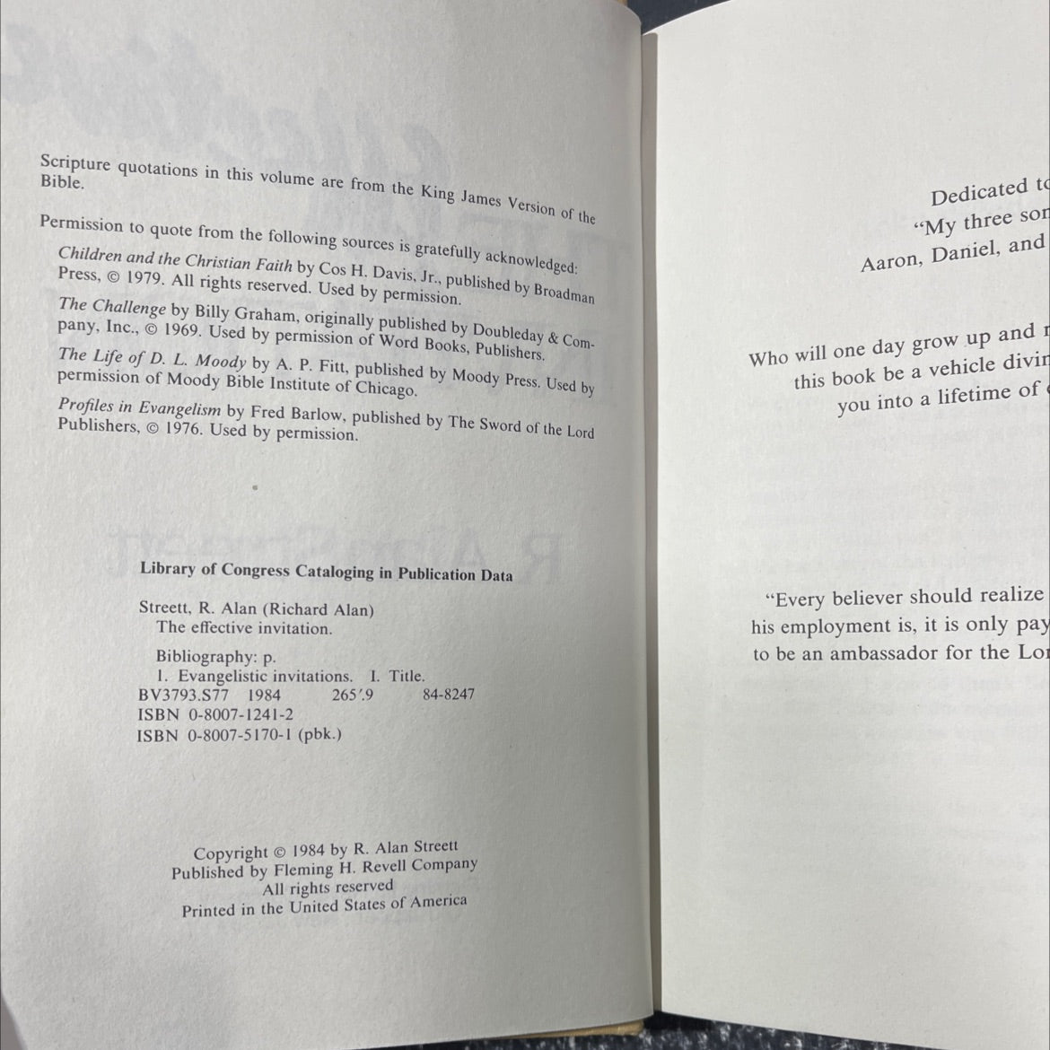 the effective invitation book, by R. Alan Streett, 1984 Hardcover image 3