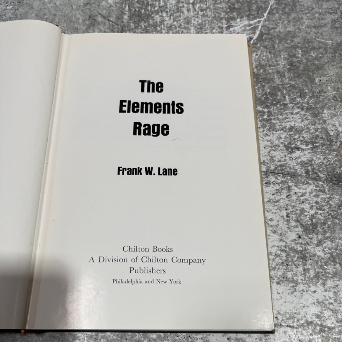 the elements rage book, by Frank W. Lane, 1965 Hardcover image 2