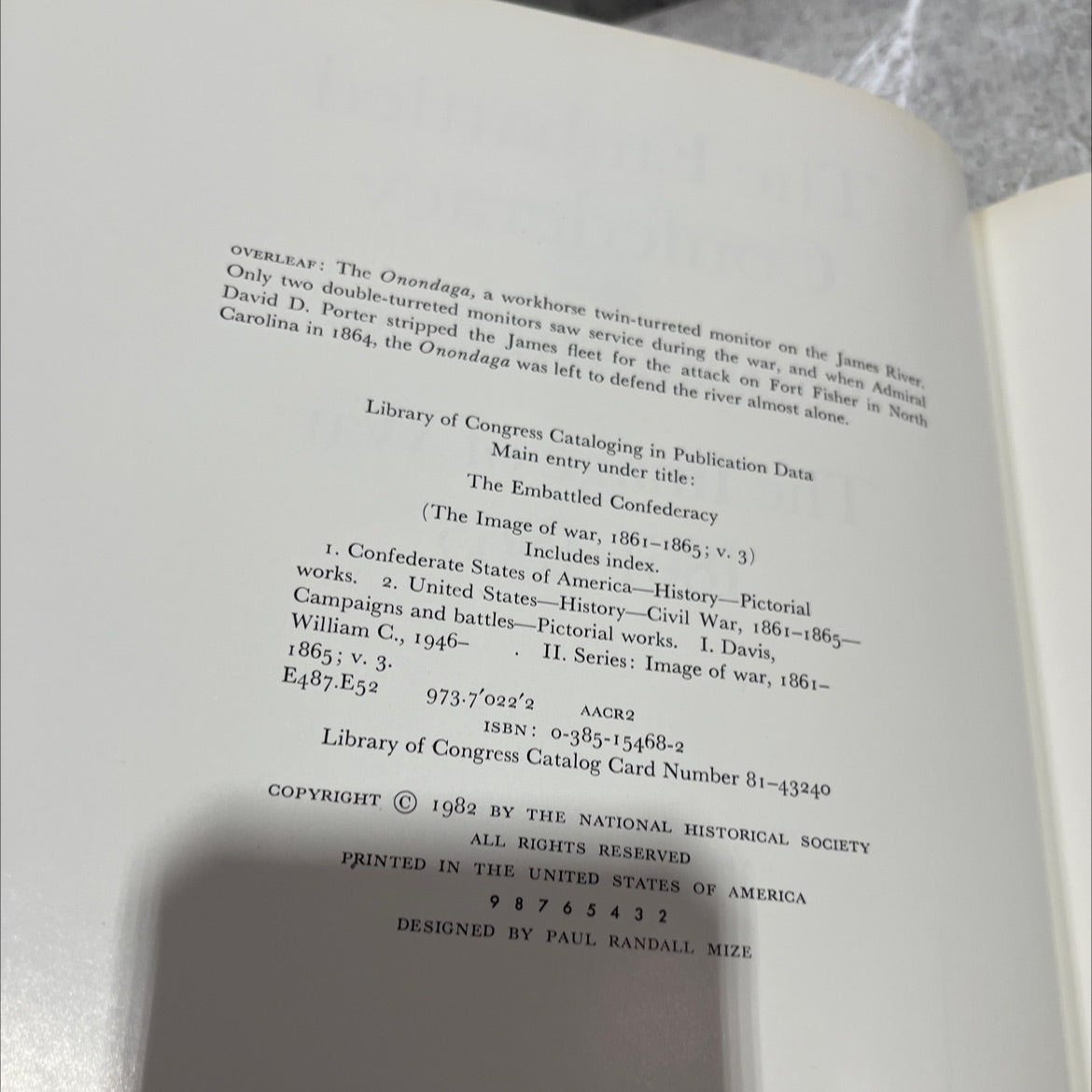 the embattled confederacy volume three of the image of war 1861-1865 book, by William C. Davis, 1982 Hardcover image 3