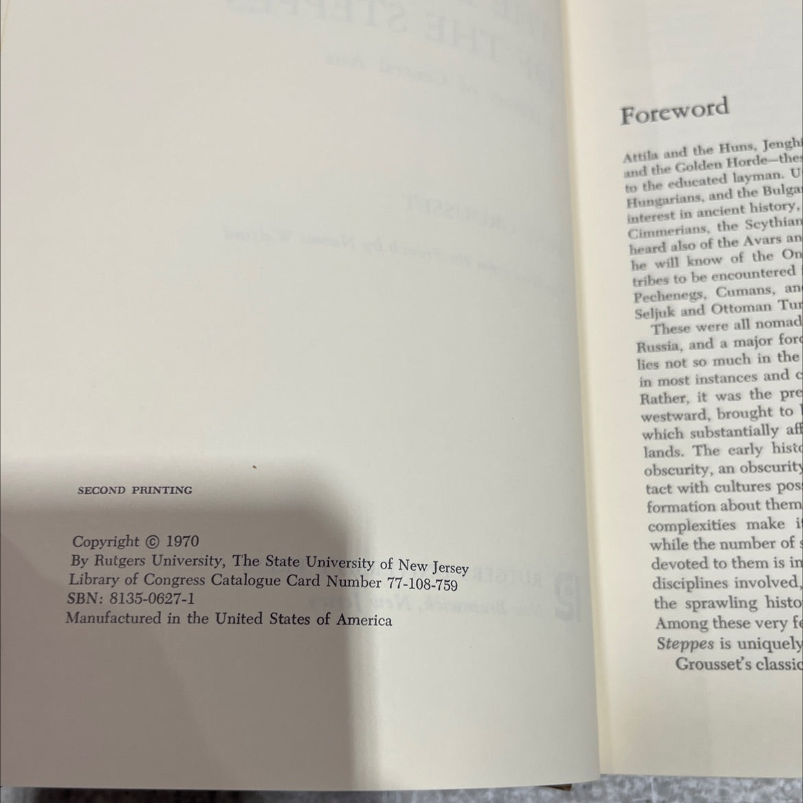 the empire of the steppes a history of central asia book, by rené grousset, 1970 Hardcover image 3