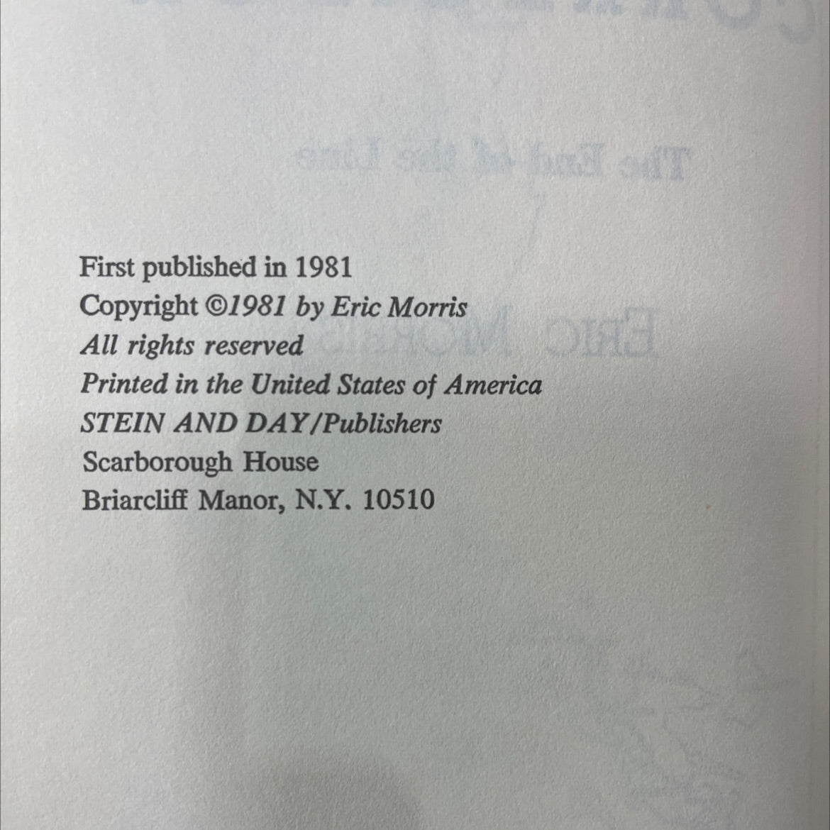 the end of the line book, by eric morris, 1981 Hardcover image 3