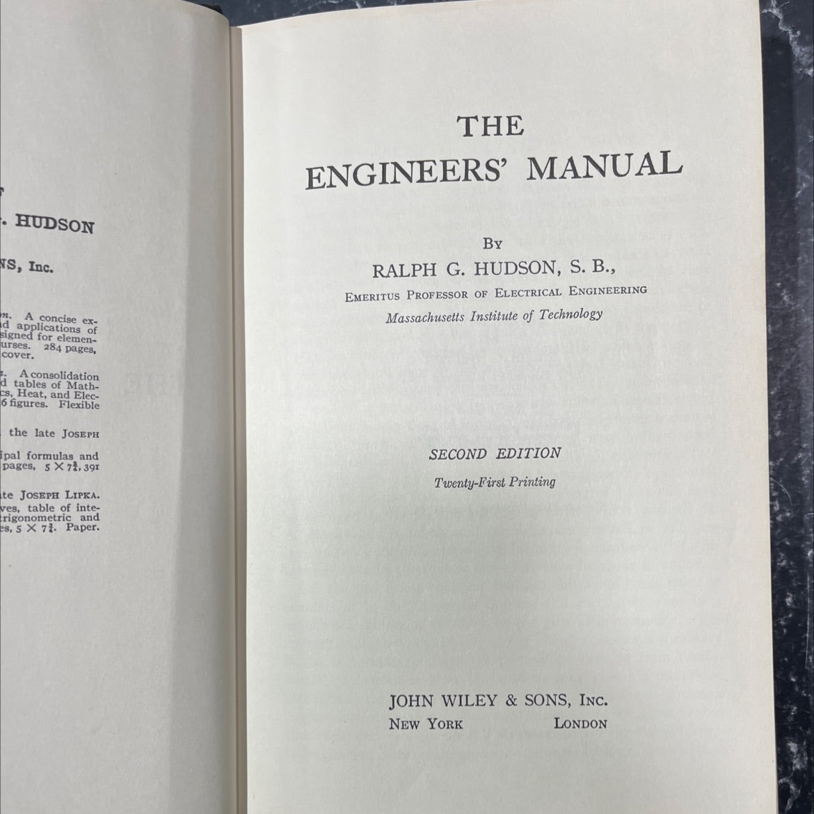 the engineers' manual book, by ralph g. hudson, 1961 Hardcover image 2