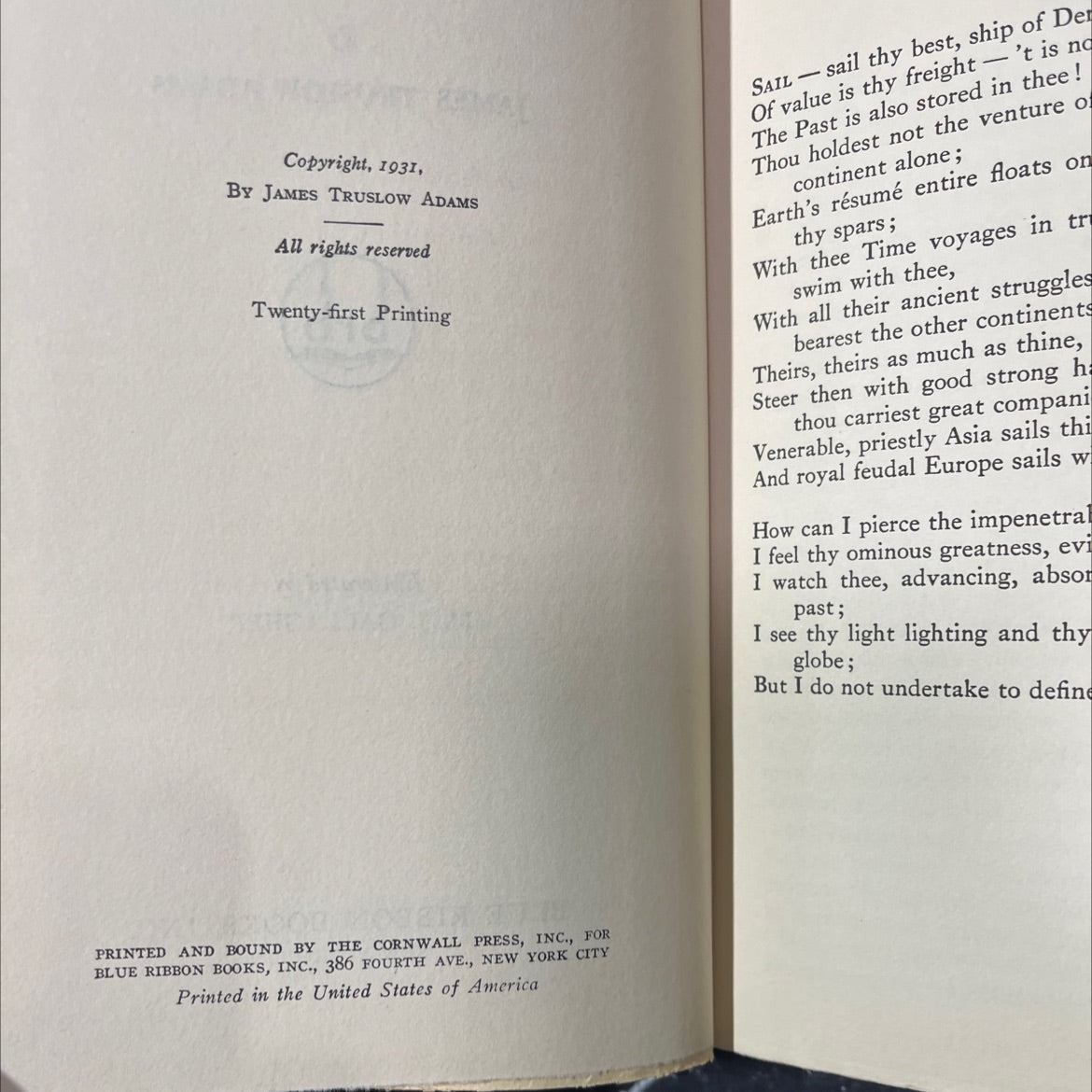 the epic of america book, by james truslow adams, 1931 Hardcover image 3