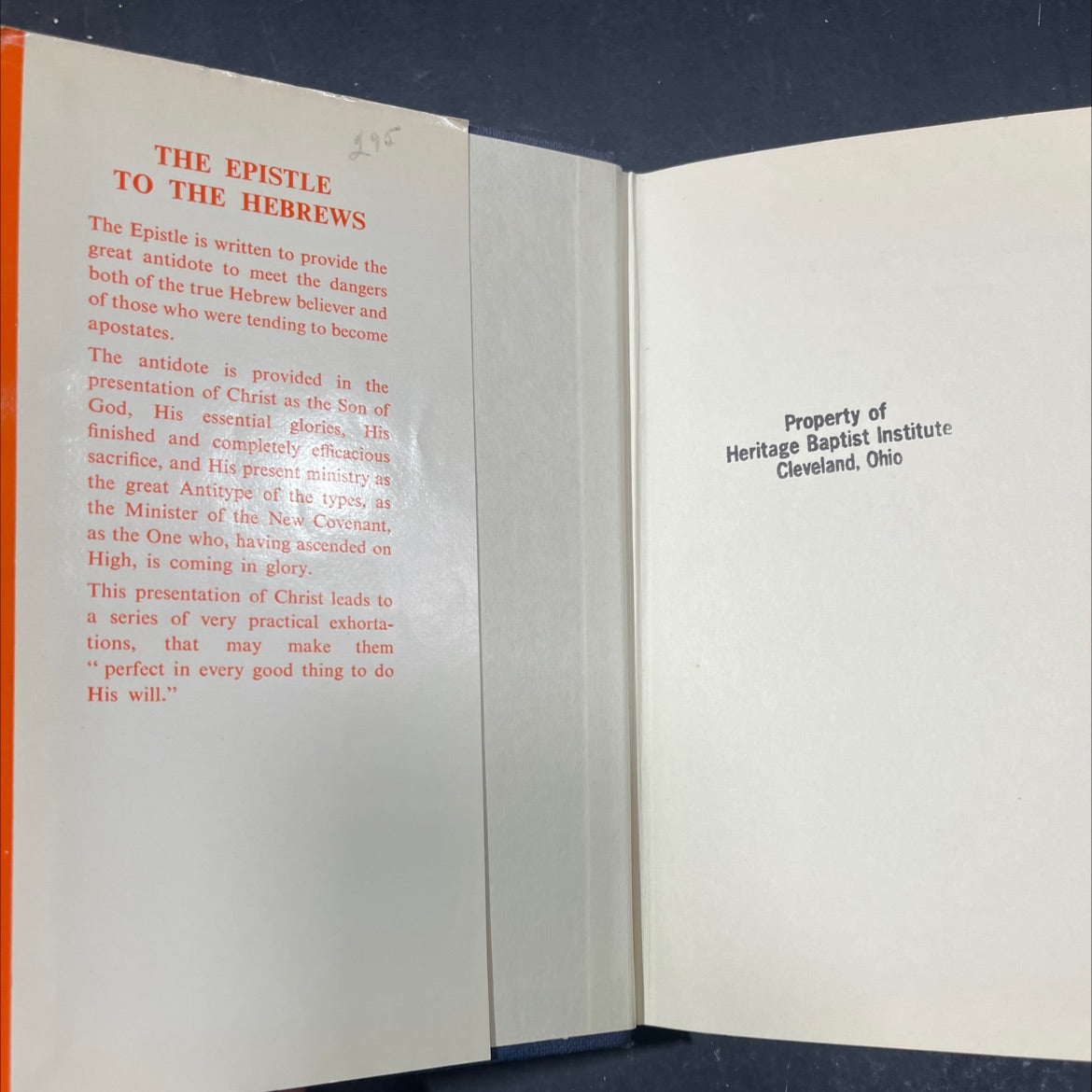 the epistle to the hebrews christ all excelling book, by w. e. vine, 1965 Hardcover image 4