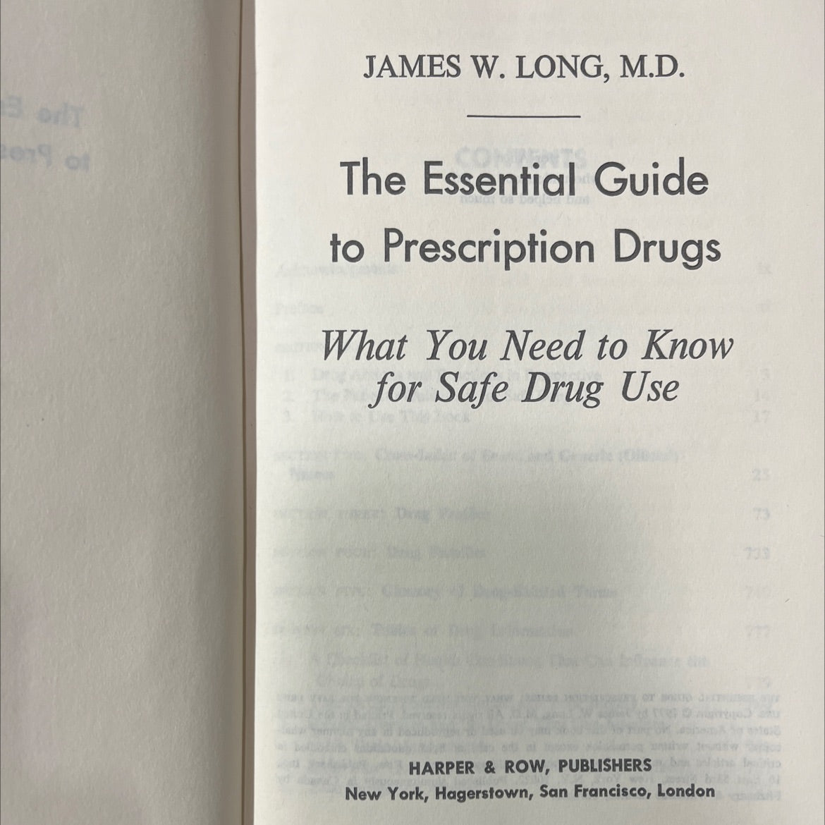 the essential guide to prescription drugs: what you need to know for safe drug use book, by james w. long, m.d., 1977 image 2