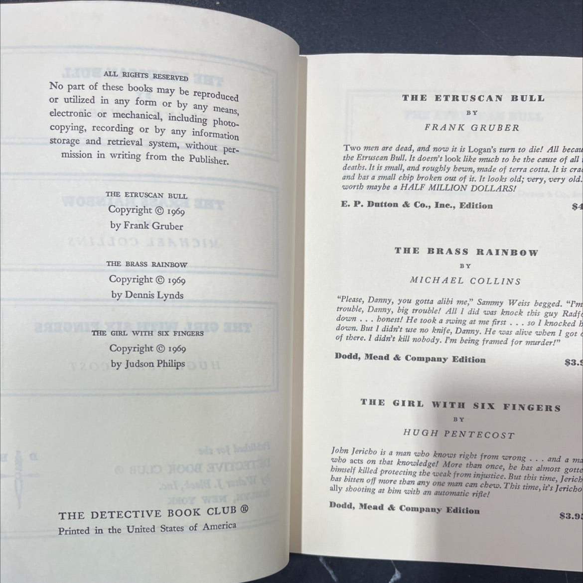 the etruscan bull book, by frank gruber, 1969 Hardcover image 3