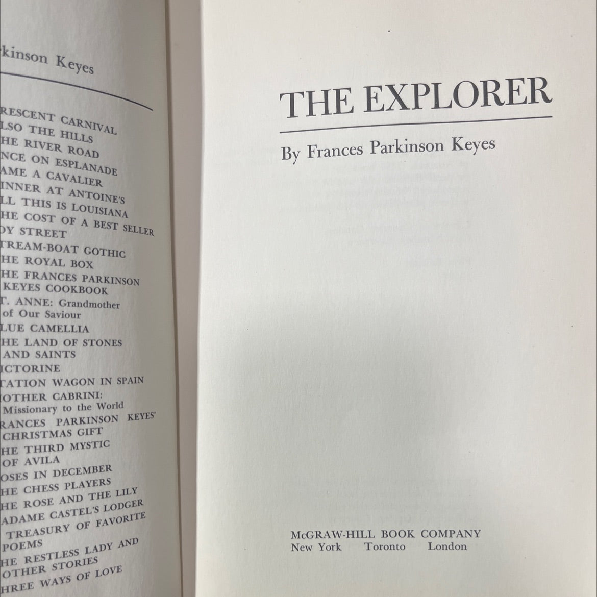the explorer book, by frances parkinson keyes, 1964 Hardcover image 2