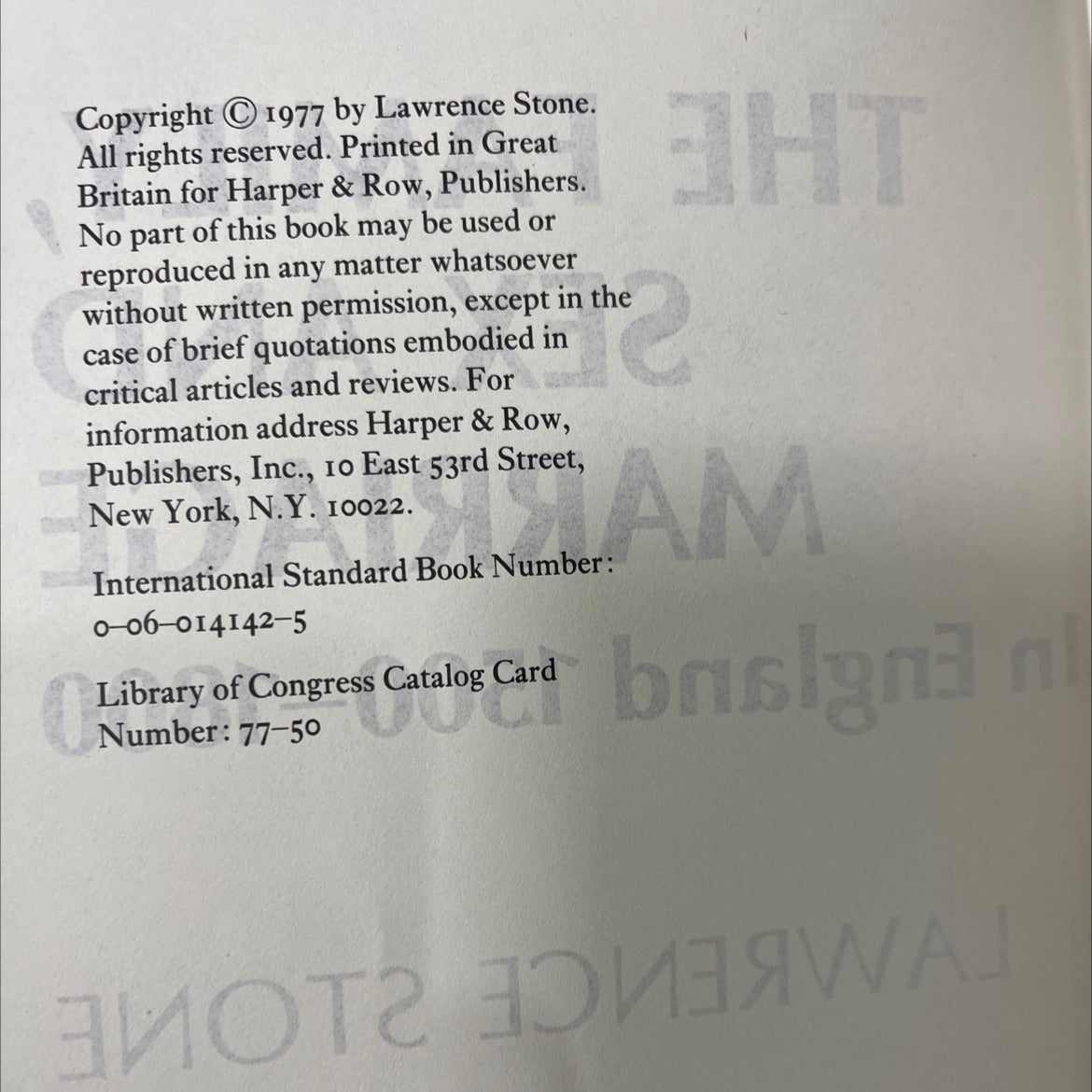 the family, sex and marriage in england 1500-1800 book, by lawrence stone, 1977 Hardcover image 3