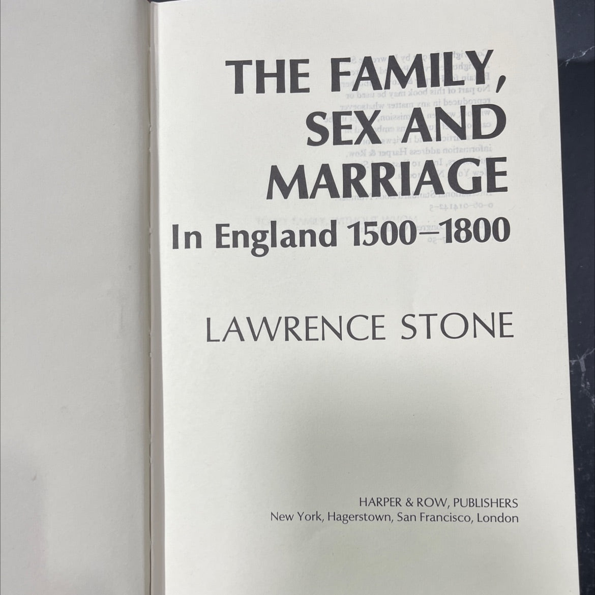 the family, sex and marriage in england 1500-1800 book, by lawrence stone, 1977 Hardcover image 2